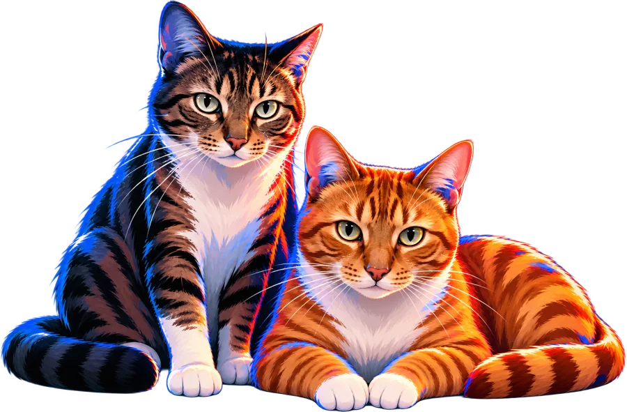 André’s cats, Mia and Ron